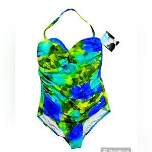 Simply Swim Ruched strapless or halter style one piece swimsuit 18W